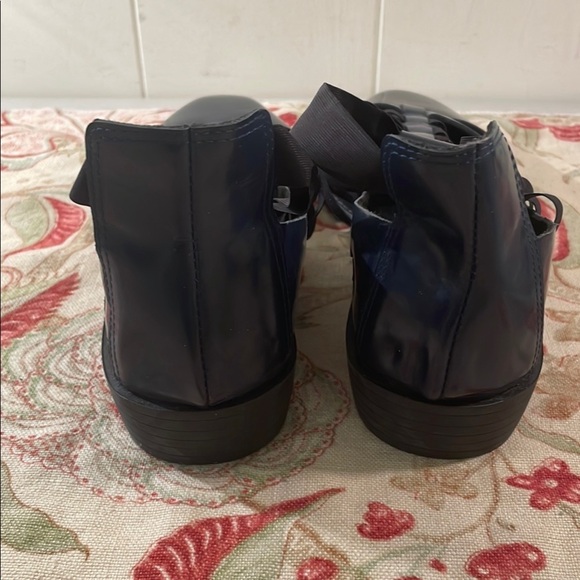 All Black Navy Blue Black Nylon Gladiator Straps Heeled Slip On Shoes - Picture 7 of 11